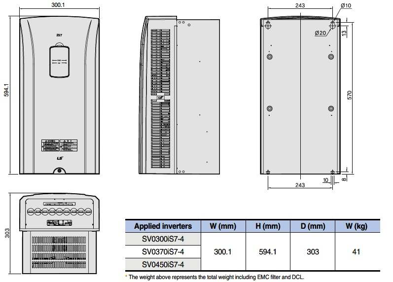 ابعاد اینورترIS7 45KW