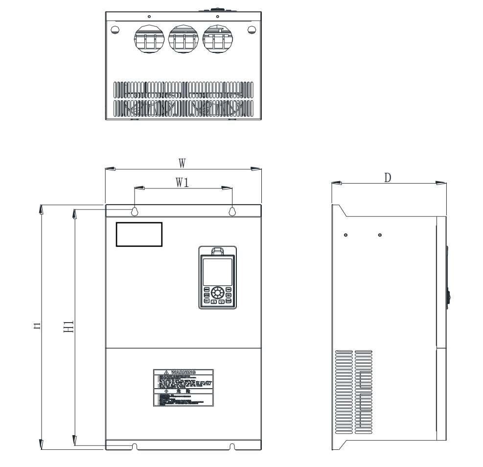 ابعاد اینورتر from 11KW to 90 KW