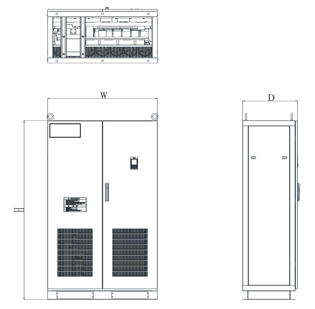 ابعاد اینورتر from 350KW to 630KW