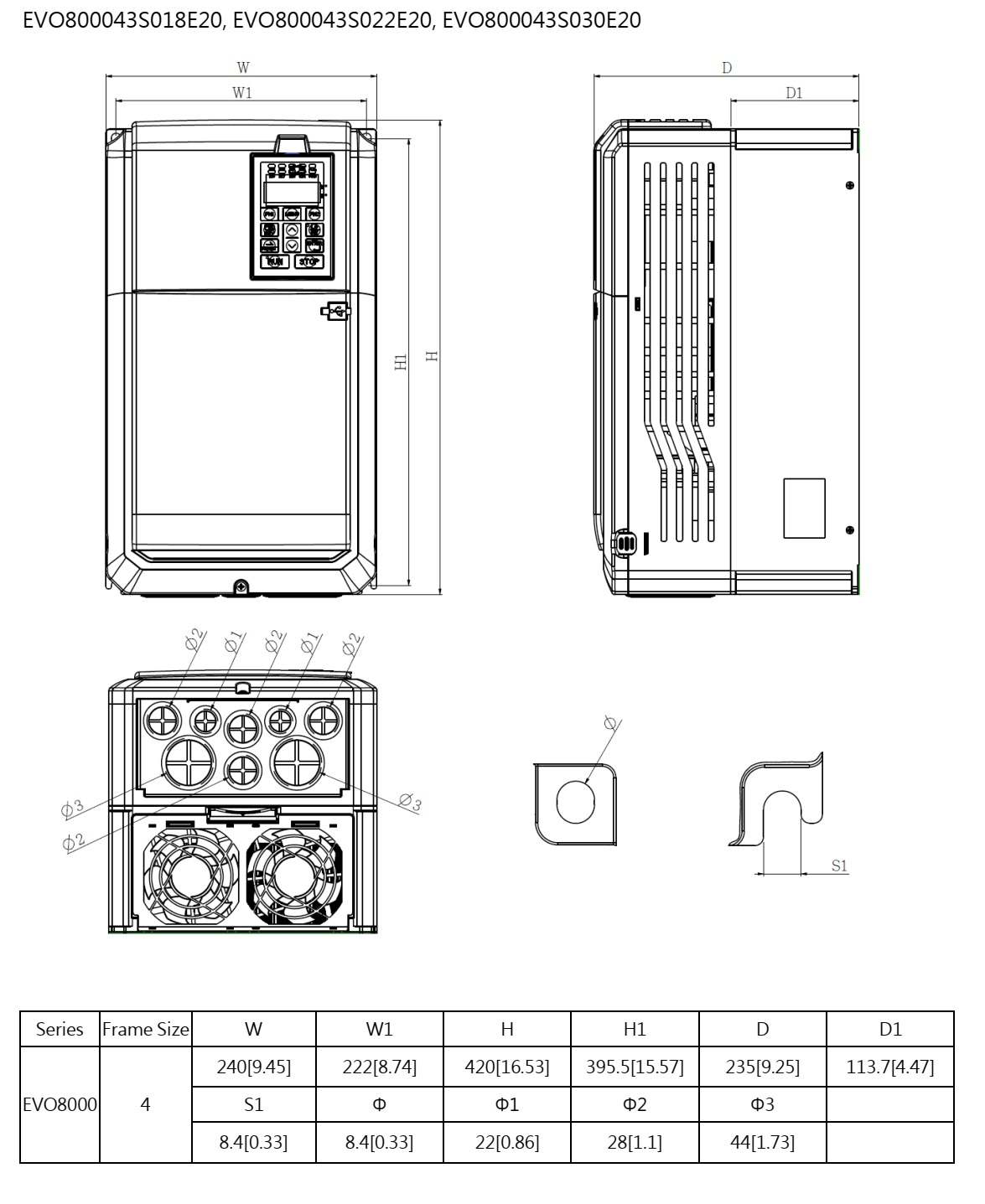 EVO800043S018 ابعاد