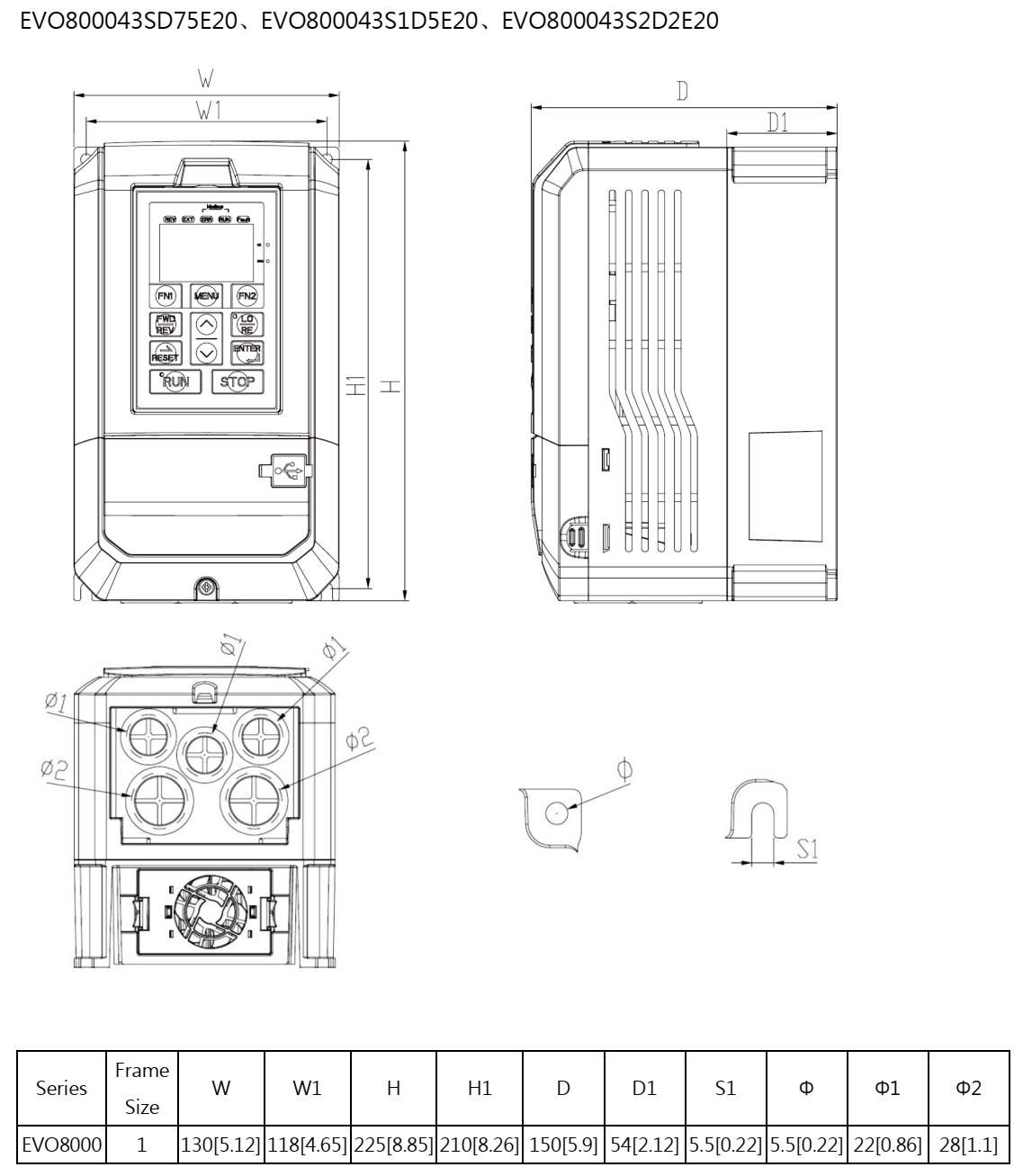 EVO800043SD75 ابعاد