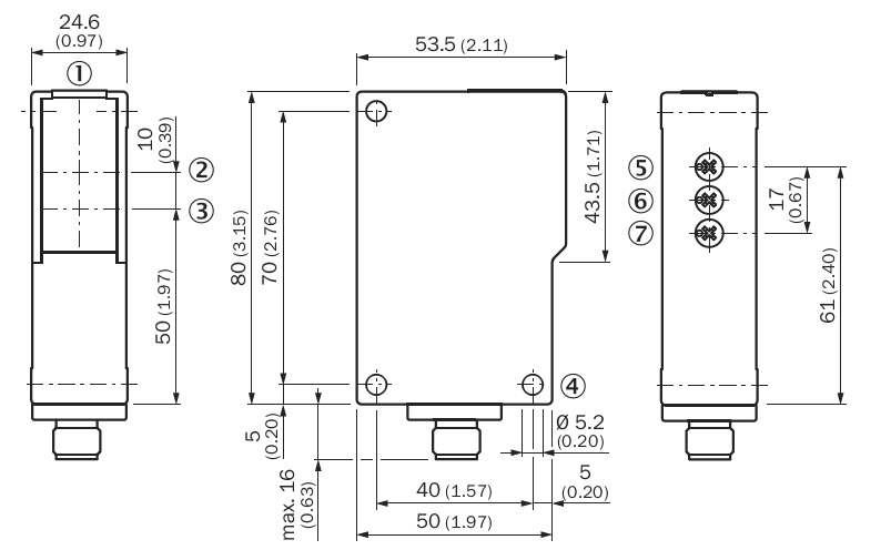 ابعاد سنسور نوری SICK مدل WL27-2F430